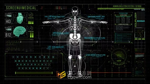 AE模板-HUD700 Screen Medical AI健身科技医疗元素