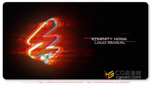 Eternity Noise双色调像素故障技术logo动画-AE模板
