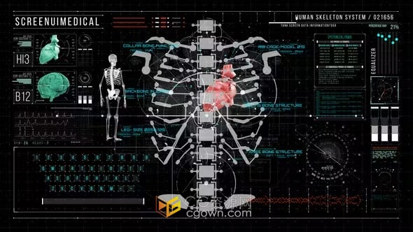 AE模板-人体HUD元素生命体征健身医疗用户界面