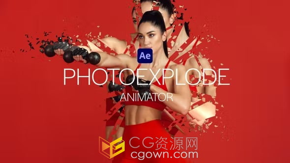 AE模板-PhotoExplode Animator人物肖像3D照片爆炸分解碎裂粒子特效动态海报