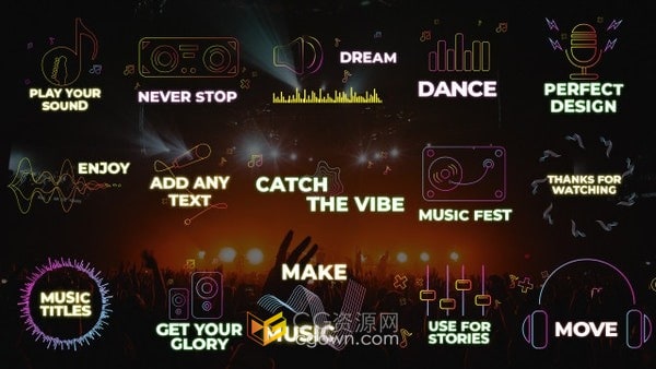 15个有关音乐主题的标题文本动画-AE模板