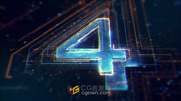 AE模板-霓虹灯数字倒计时科技感倒数片头