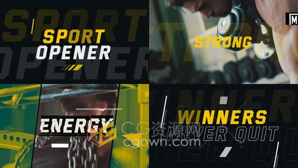 AE模板-体育运动锻炼健身介绍视频片头制作棒球篮球拳击足球跑步比赛