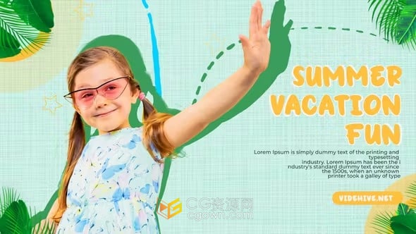AE模板-卡通多彩快乐夏日元素儿童活动视频暑假夏令营宣传片