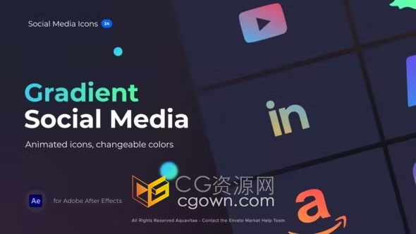 27个动画渐变社交媒体图标AE模板免费下载