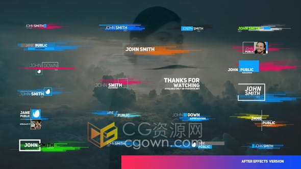 AE模板-创意彩色条纹线条动画视频字幕文字标题动画20种效果