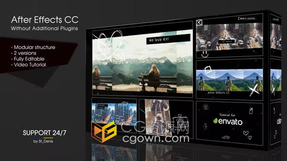 AE模板-快乐有趣假期旅行宣传广告快速图文介绍开场视频