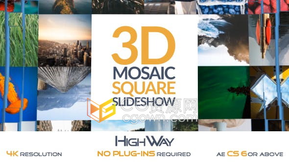 AE模板-马赛克方块3D错位动画照片幻灯片宣传视频相册制作