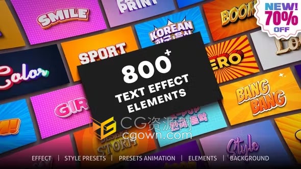 Text Effect AE脚本预设包800+文字标题动画效果