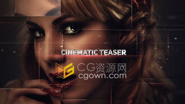 AE模板-电影预告片头方块边缘线条遮罩光效动画效果画面