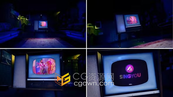 AE模板-80年代复古老式电视机展示喜剧表演搞笑节目视频开场