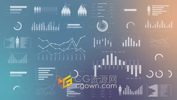 AE模板-白色信息图表动画36个图形12个饼图4个表格