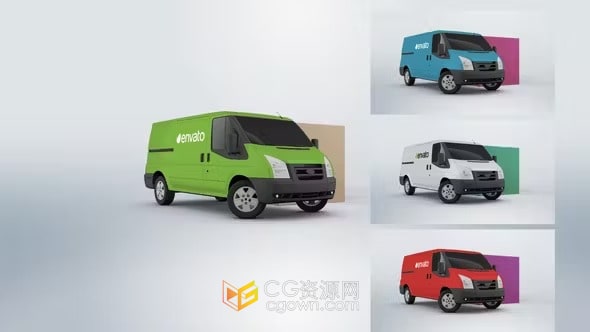AE模板-货车送货标志物流运输搬家运货平台LOGO动画