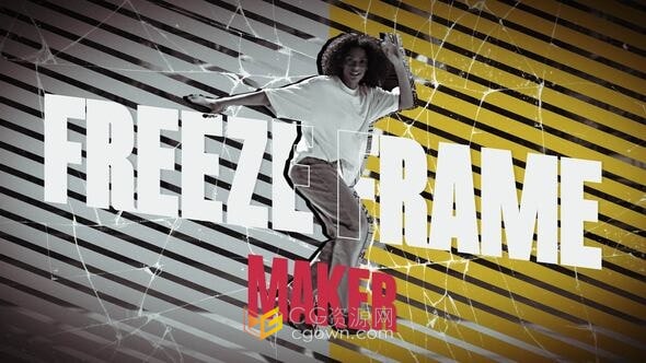 AE模板-趣味定格动画效果人物介绍冻结帧风格vlog