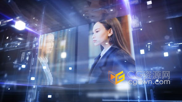 AE模板-高科技全息图网格光线科学技术公司宣传片视频制作