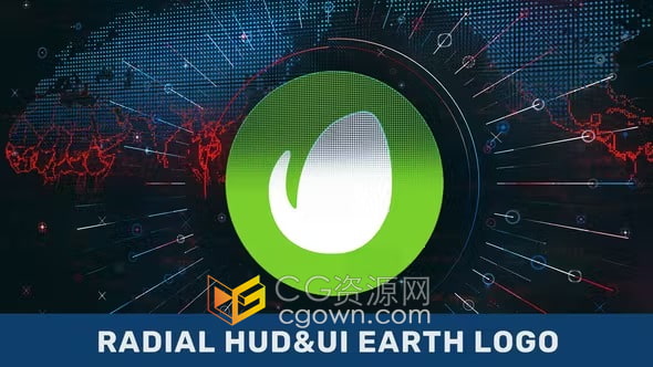 AE模板-径向HUD UI粒子图地球标志互联网通讯大数据动画