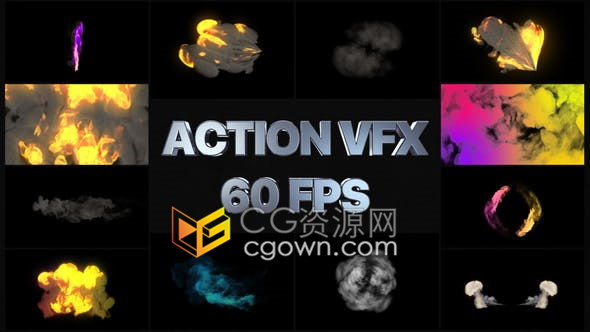 AE模板-12组彩色烟雾火焰喷射动画特效4K分辨率VFX元素系列二