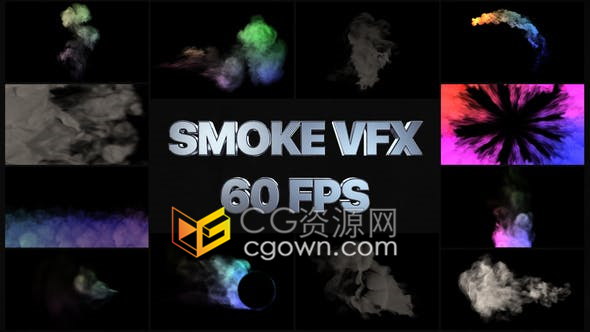 AE模板-爆炸烟雾流体特效喷射动画12种效果4K分辨率VFX元素系列五