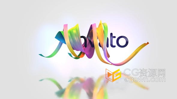 AE模板-彩色红色丝带飘带动画演绎LOGO标志视频片头