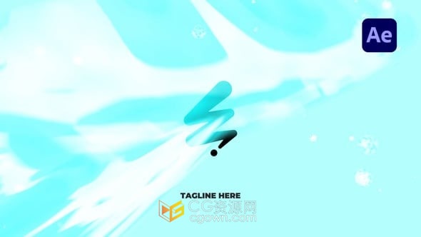 AE模板-动态动画水粒子和气泡元素动漫风格水花标志揭晓
