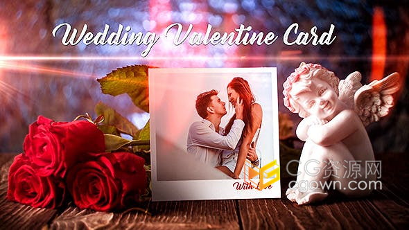 AE模板-制作情人节订婚卡片婚礼喜帖介绍视频动画浪漫玫瑰花