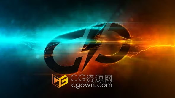 能量火花冲击闪电标志数字电影游戏LOGO动画-AE模板