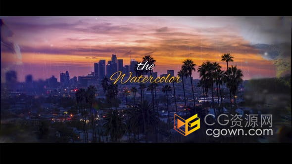 AE模板-水彩散开动画展示照片效果幻灯片宣传视频制作