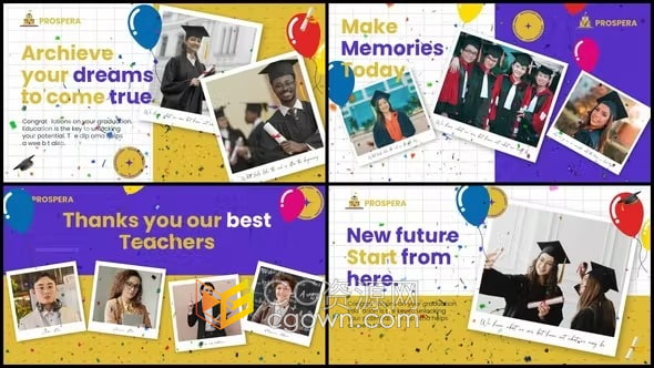 AE模板-毕业相册快乐回忆视频专辑Graduation Day Slideshow