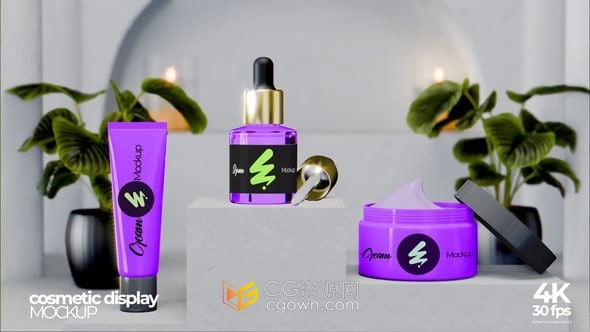 AE模板-化妆品美体护肤品广告美容美业产品模型展示