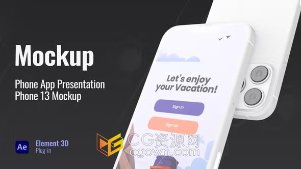 AE模板-3D场景 iPhone 13 Pro 移动应用手机模型网络演示数字营销网站广告
