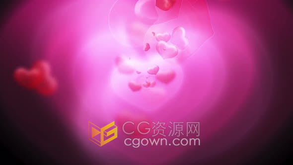 浪漫粉红色心形流动动画发光背景情人节婚礼LED屏幕效果-视频素材
