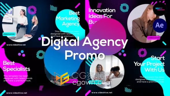 数字代理机构社交媒体营销宣传视频商业广告AE模板