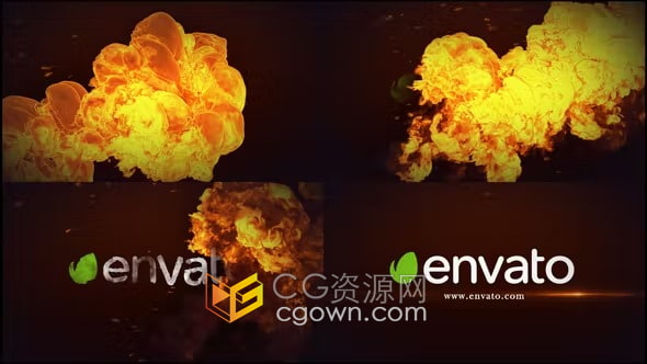 AE模板-燃烧火焰热浪金色火团标志动画Fire Reveal