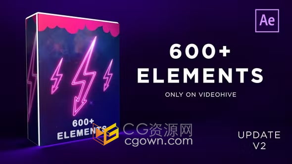 600多个动画元素卡通图形线条能量爆炸液体粒子形状过渡效果-AE模板