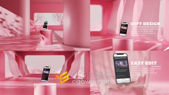 AE模板-三维室内场景智能手机模型演示产品标识网站介绍视频广告