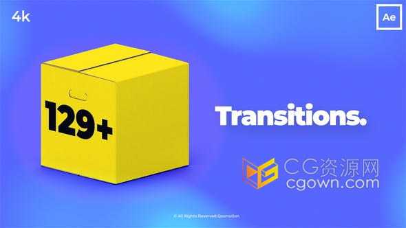 129+ Transitions图形滑动简单幻灯片过渡视频转场效果制作-AE模板