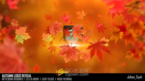 AE模板-艳丽枫叶梦幻浪漫秋季标志动画揭晓