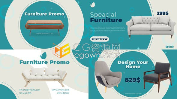 温馨简约时尚家具房地产活力品牌广告片AE模板