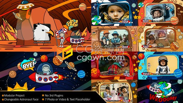 卡通创意新颖绘画潮流漫画风可爱儿童宣传片AE模板