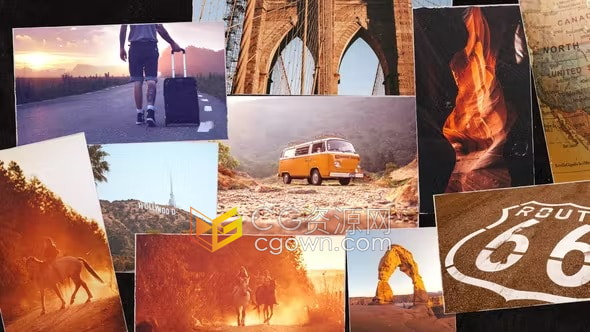AE模板-多张照片拼贴动画适合旅行vlog社区宣传广告品牌标志介绍