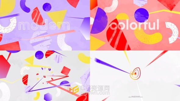 AE模板-卡通糖果色几何图形动画商业宣传视频片头品牌标志展示