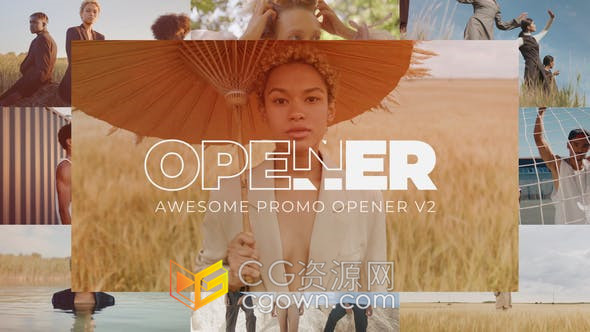 图片多屏拼接时尚典雅企业商务开场视频AE模板