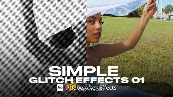 AE模板-独特故障色彩叠加效果元素Simple Glitch Effect 01