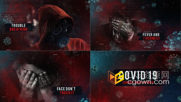 Covid 19病毒介绍视频细菌生物学感染医疗宣传推广动画-AE模板