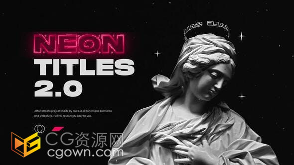 炫彩霓虹灯光效果典雅时尚艺术展示标题动画AE模板