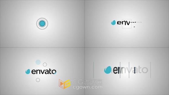 4种效果简单图形元素动画演绎LOGO标志片头-AE模板