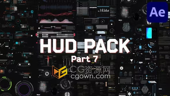 AE模板-高科技HUD含150种全息信息图科幻屏幕界面UI技术元素Part7