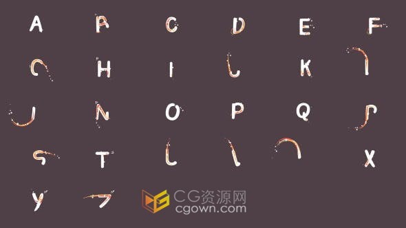 彩色粒子拖影流体卡通动画字母表英文标题设计-AE模板