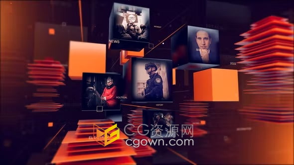 AE模板-悬浮式立方体视频动画资讯新闻频道包装片头