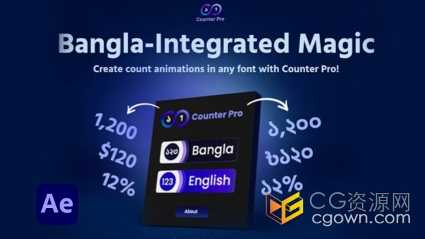 AE脚本Counter Pro v1.0创建动态计数器动画
